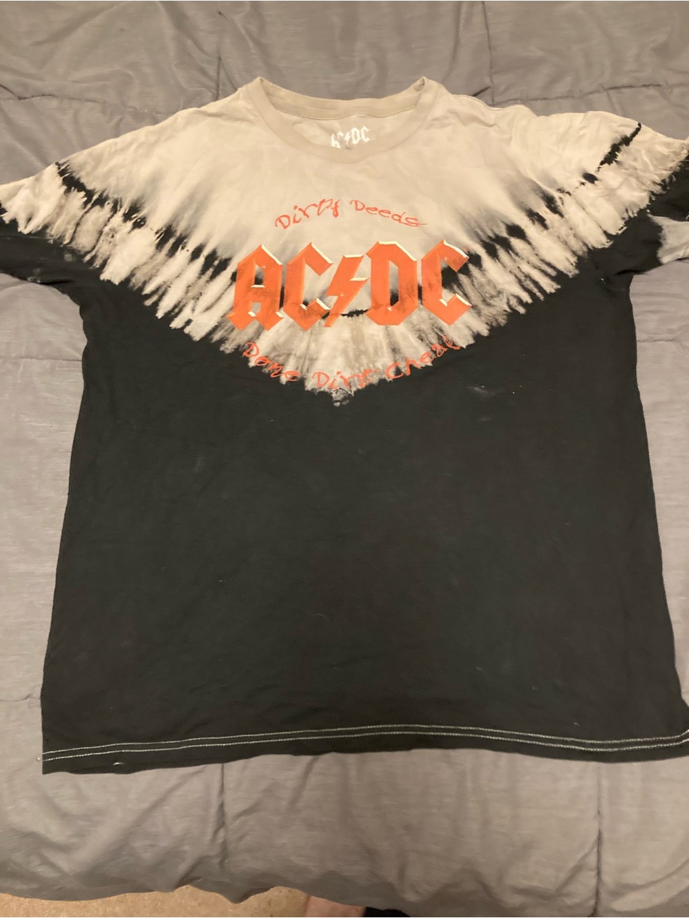 AC/DC Short-Sleeve Tie-Dye Tee in Black, Cream & Orange Logo